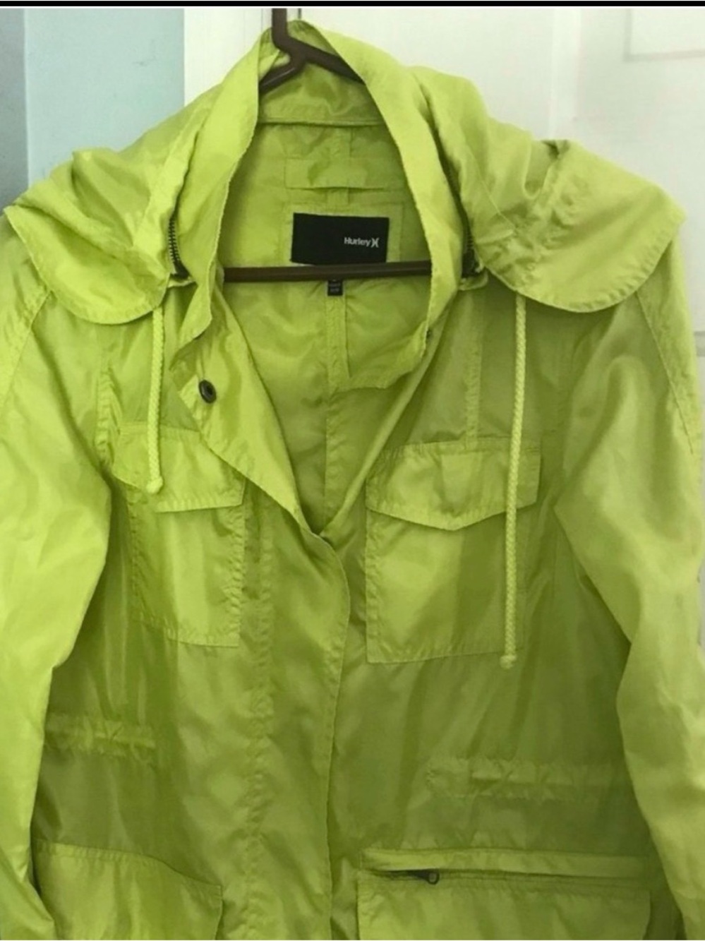 Hurley Women's Bright Lime Rain/Utility Hooded Jacket